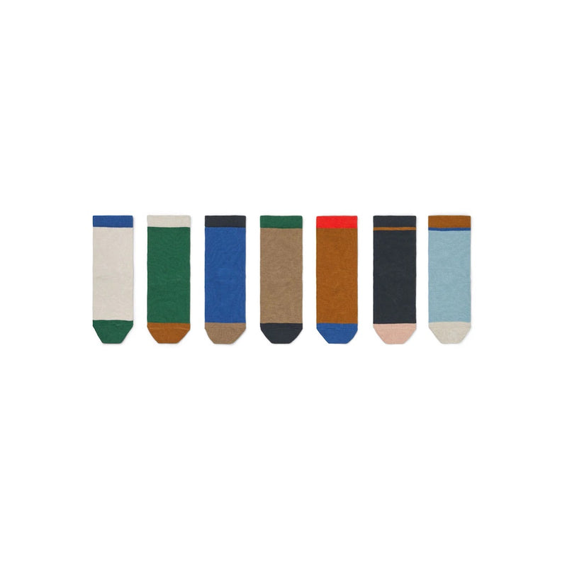 Liewood Kinder Socken 7-Pack Blue multi mixbei Yay Kids