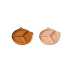 Liewood Silikon Saugnapf Teller mit Abteil Stacy 2-Pack Mustard / tuscany rose mix mix bei Yay Kids