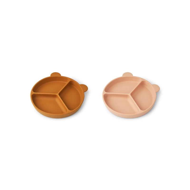 Liewood Silikon Saugnapf Teller mit Abteil Stacy 2-Pack Mustard / tuscany rose mix mix bei Yay Kids