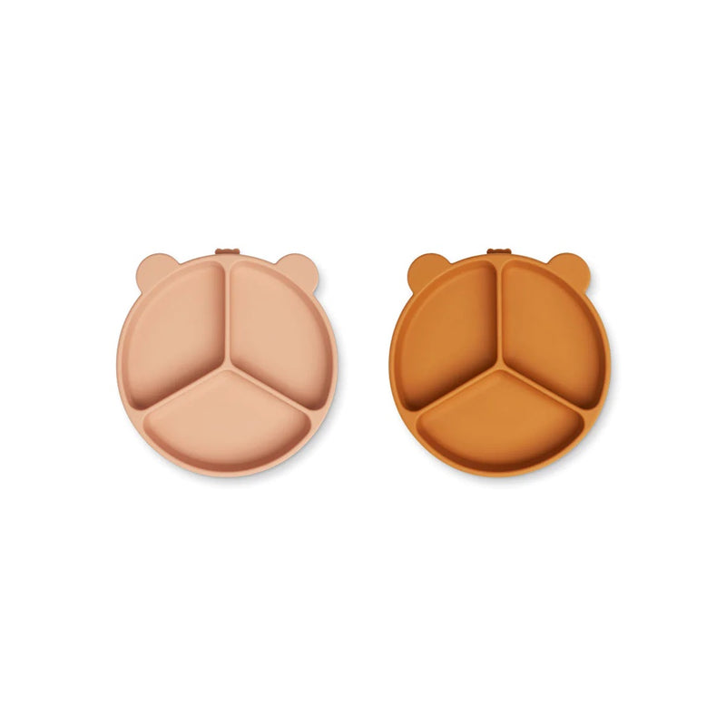 Liewood Silikon Saugnapf Teller mit Abteil Stacy 2-Pack Mustard / tuscany rose mix mix bei Yay Kids