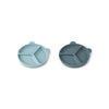 Liewood Silikon Saugnapf Teller mit Abteil Stacy 2-Pack Sea blue/whale blue mix bei Yay Kids
