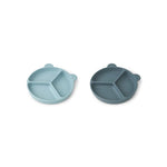 Liewood Silikon Saugnapf Teller mit Abteil Stacy 2-Pack Sea blue/whale blue mix bei Yay Kids