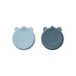 Liewood Silikon Saugnapf Teller mit Abteil Stacy 2-Pack Sea blue/whale blue mix bei Yay Kids
