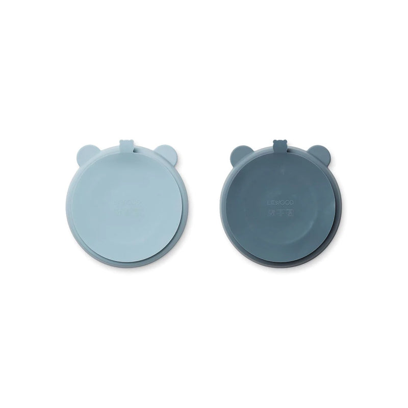Liewood Silikon Saugnapf Teller mit Abteil Stacy 2-Pack Sea blue/whale blue mix bei Yay Kids