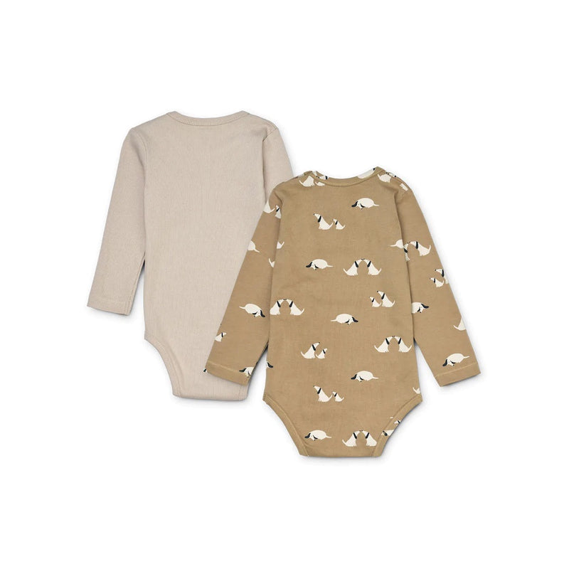Liewood Langarm Baby Body Yanni 2 Pack Dog / Oat mix bei Yay Kids