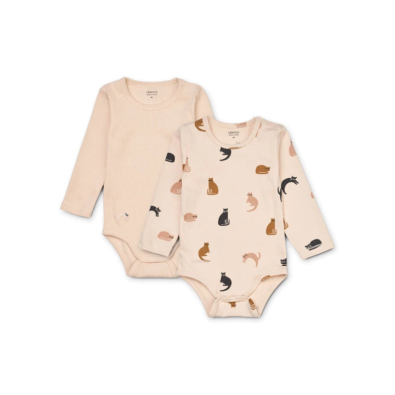 Liewood Langarm Baby Body Yanni 2 Pack Miauw / Apple blossom mix bei Yay Kids