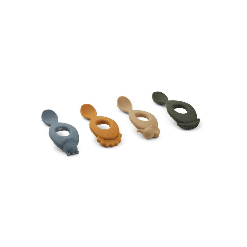 Silicone Spoon 4 Pack Liva Safari blue multi mix