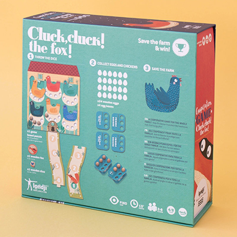 Londji Brettspiel Cluck, cluck! The Fox! Anleitung bei Yay Kids