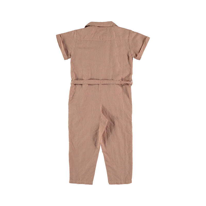 My Little Cozmo Kinder Leinen Overall Terracotta hinten bei Yay Kids