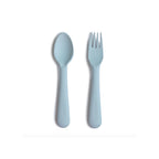 Mushie Kinder Plastik Besteck Set Powder Blue bei Yay Kids