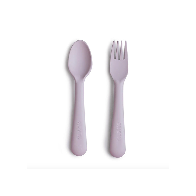 Mushie Kinder Plastik Besteck Set Soft Lilac bei Yay Kids