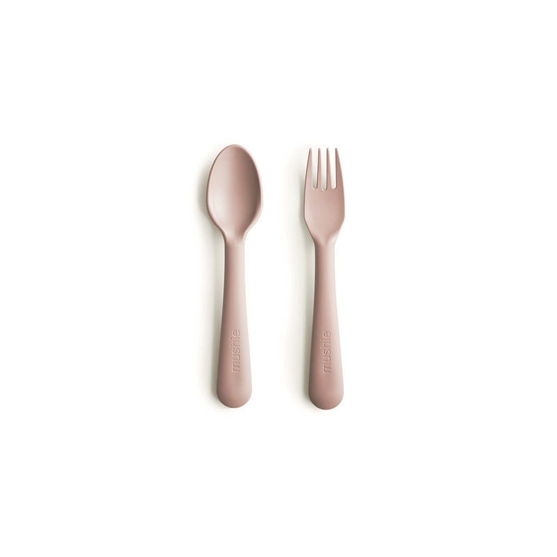 Mushie Kinder Plastik Besteck Set Blush bei Yay Kids