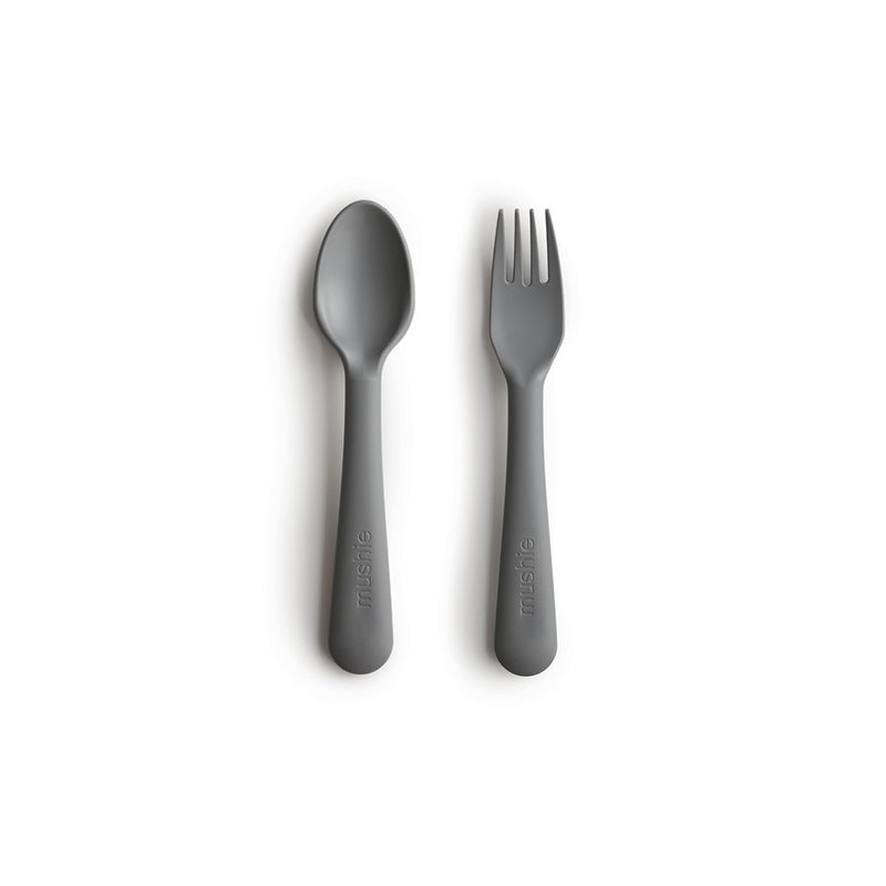 Mushie Kinder Plastik Besteck Set Smoke bei Yay Kids