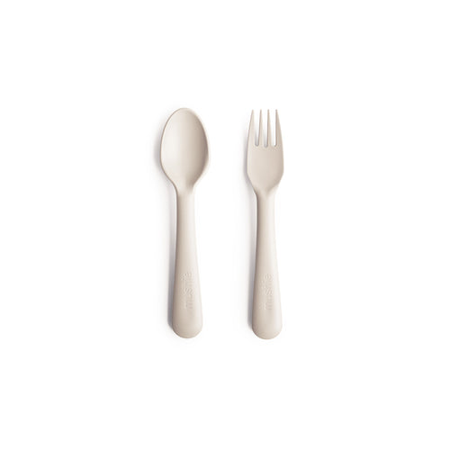 Mushie Kinder Plastik Besteck Set Ivory bei Yay Kids