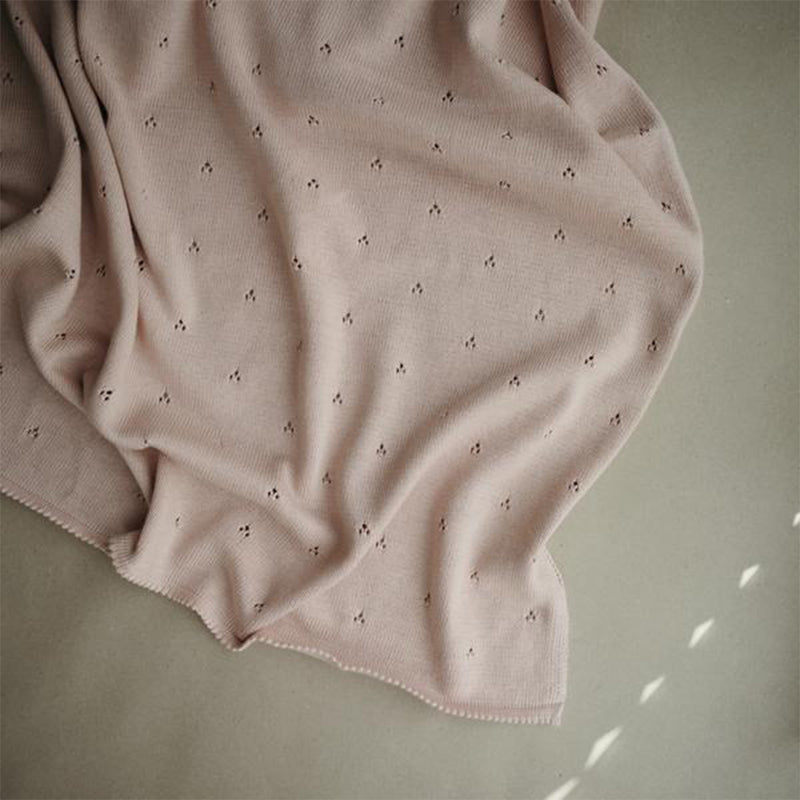 Mushie Baby Strickdecke Pointelle Rosa bei Yay Kids