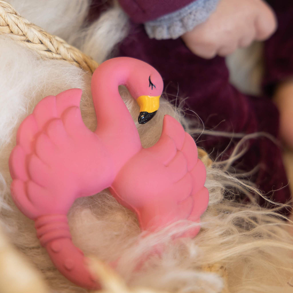 Teething ring rubber flamingo