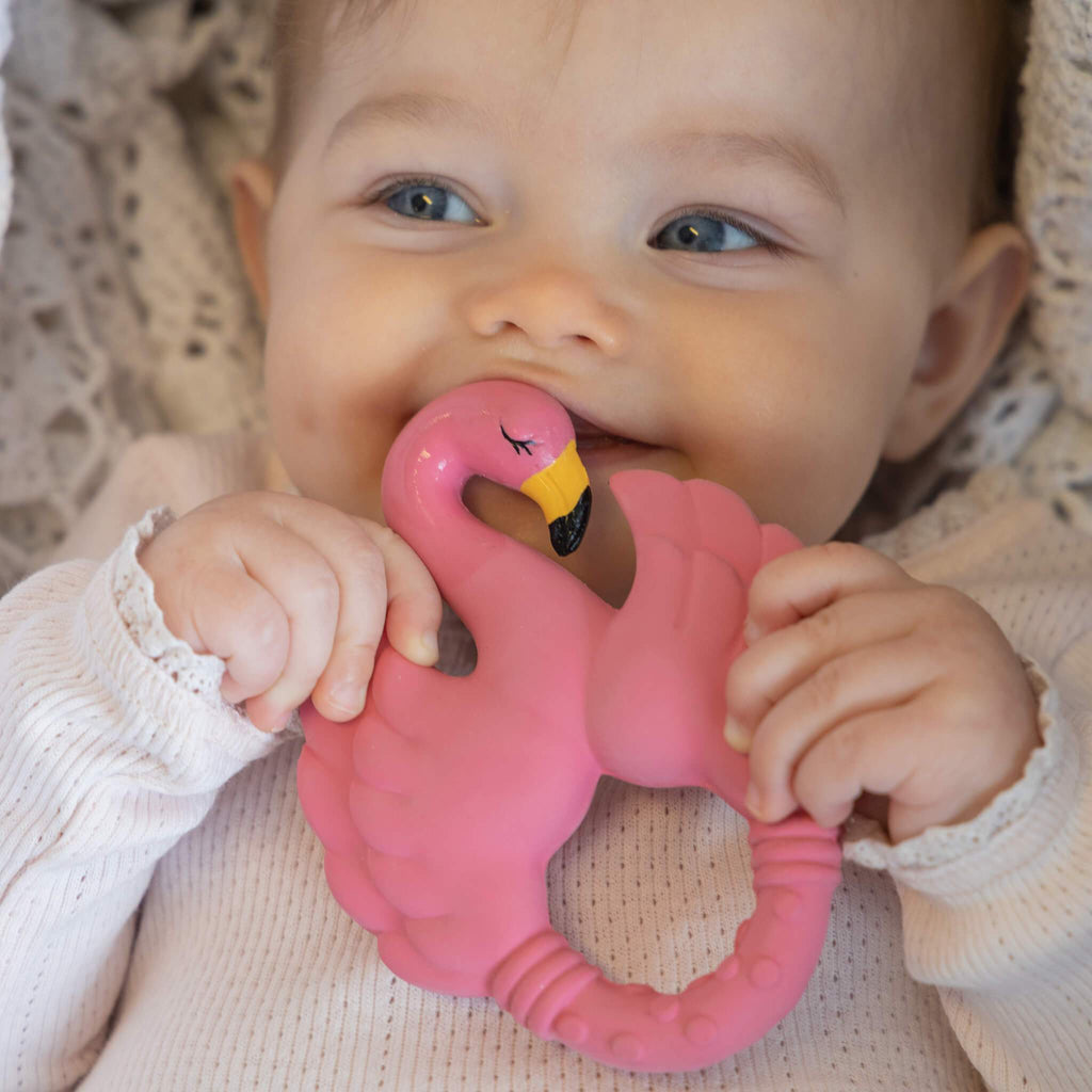 Teething ring rubber flamingo