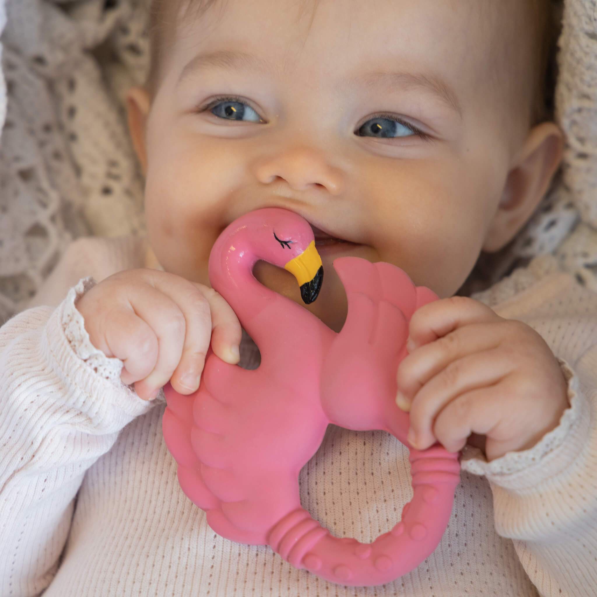 Teething ring rubber flamingo