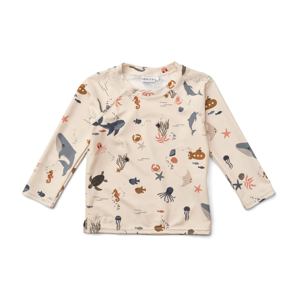 Liewood Kinder UV T-Shirt Noah Sea creature/sandy mix bei Yay Kids