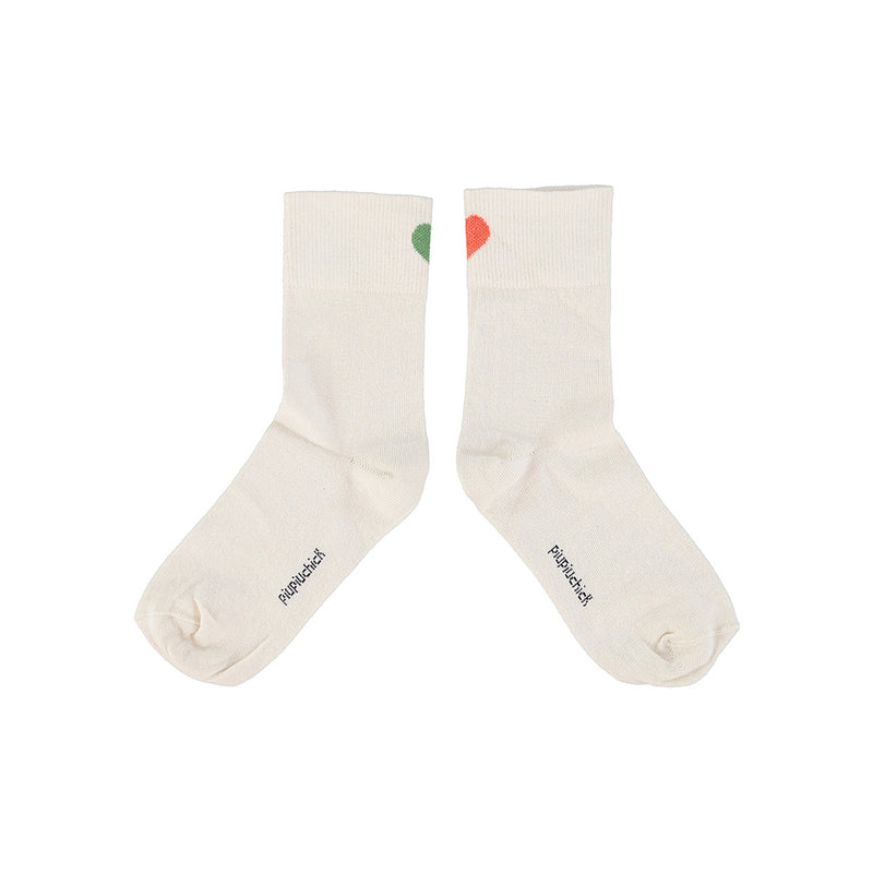 Piupiuchick Kinder Socken Ecru mit Herzen bei Yay Kids