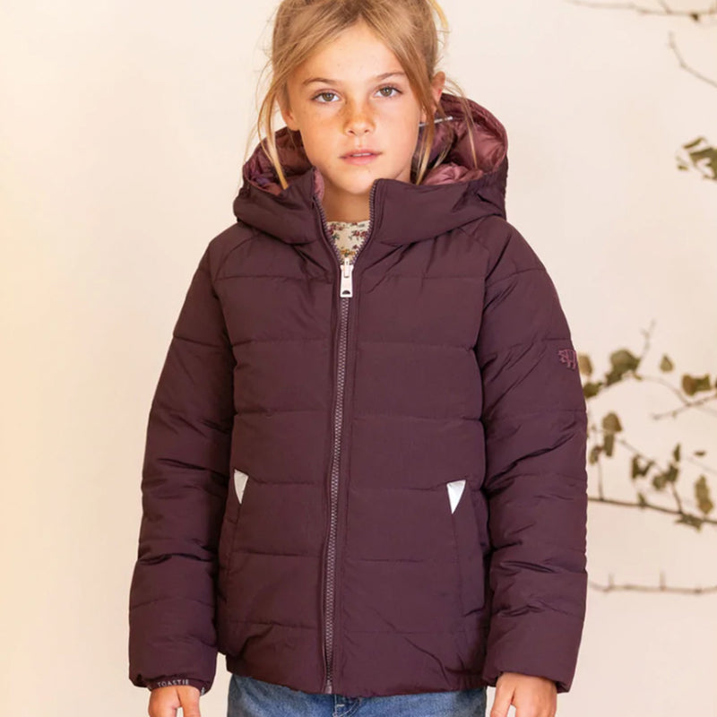 Töastie Kinder Puffer Jacke Black Cherry/Berry Pink bei Yay Kids