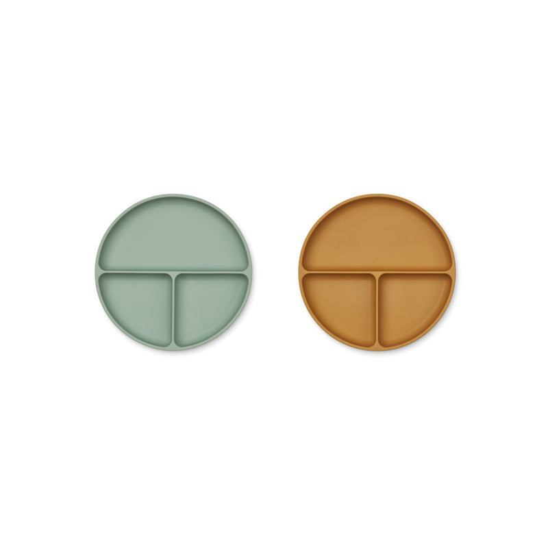 Liewood Silikon Teller mit Abteil Harvey 2-Pack Peppermint/golden caramel mix bei Yay Kids
