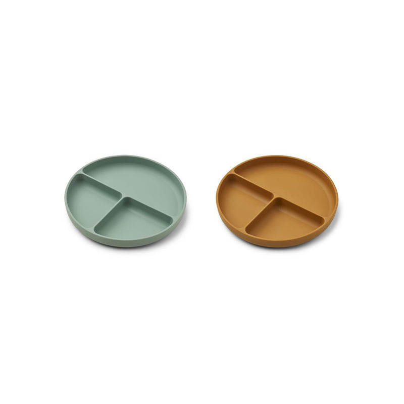 Liewood Silikon Teller mit Abteil Harvey 2-Pack Peppermint/golden caramel mix bei Yay Kids