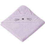 Liewood Kinder Badetuch mit Kapuze Augusta Katze Light Lavender bei Yay Kids