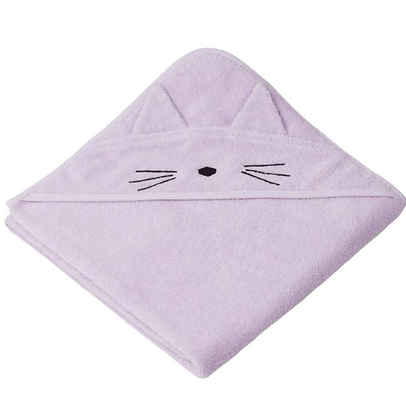 Liewood Kinder Badetuch mit Kapuze Augusta Katze Light Lavender bei Yay Kids
