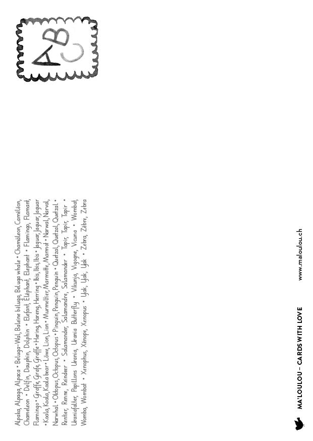 Ma'Loulou Postkarte ABC mit Tieren bei Yay Kids